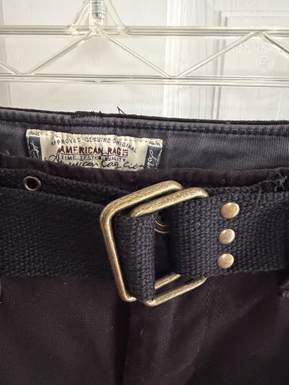 NWT Mens AMERICAN RAG Cargo Shorts Black Size 34 with Destructed Belt - Picture 4 of 13